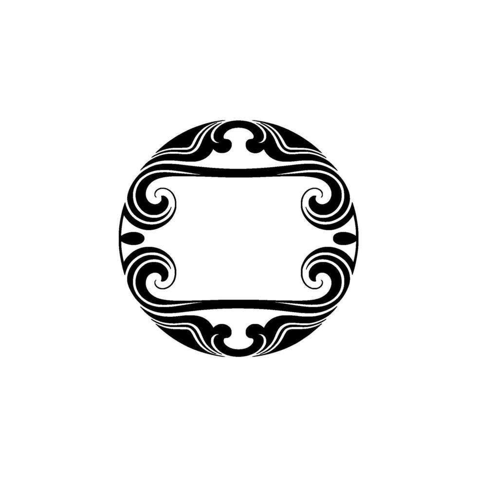 Elegant Black White Ornamental Frame, Minimalist. vector