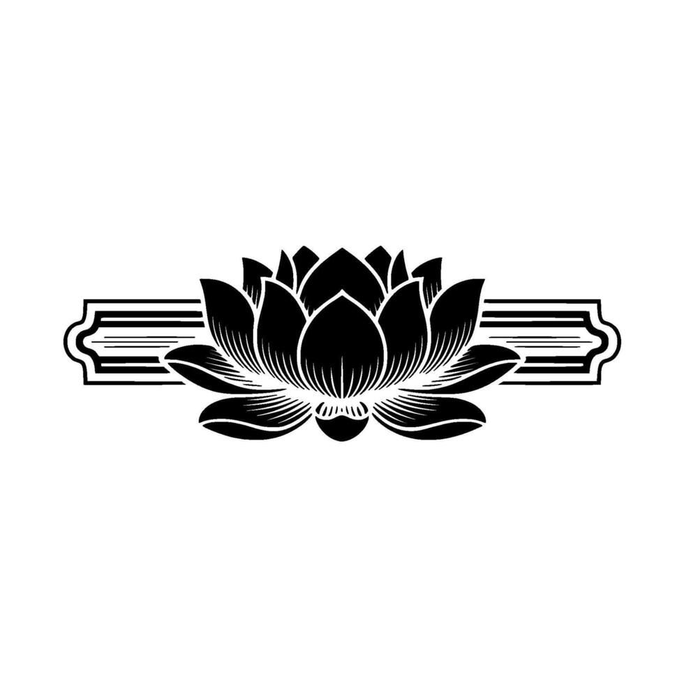 Elegant Black Lotus Blossom on White Background. vector