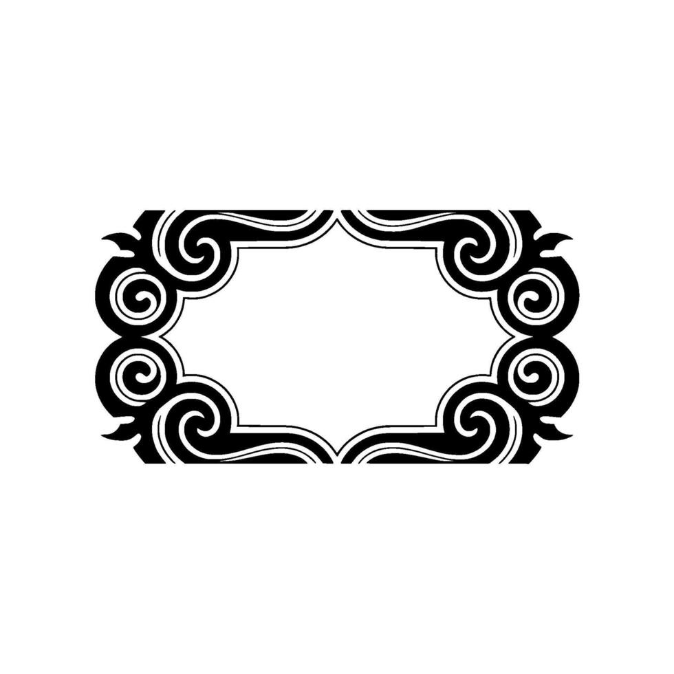 Elegant Ornamental Frame with Swirls, Black White, Isolated on Gray. vector
