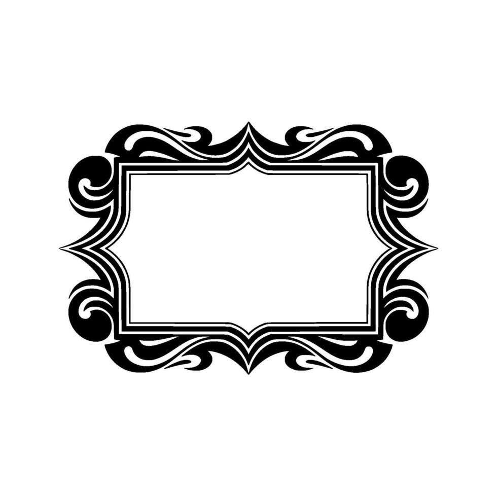 Elegant Black White Decorative Frame, Blank Space for Text, Vintage. vector