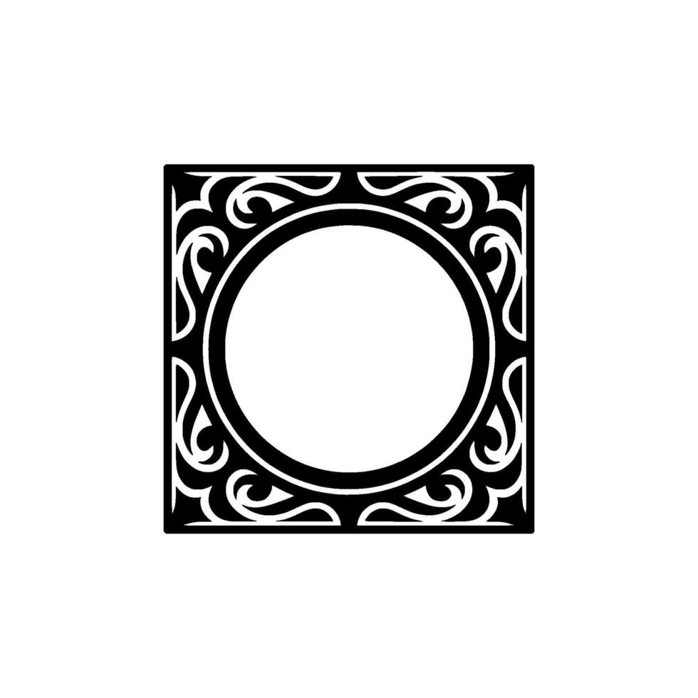 Decorative Square Frame with Circular Center - Monogram. vector