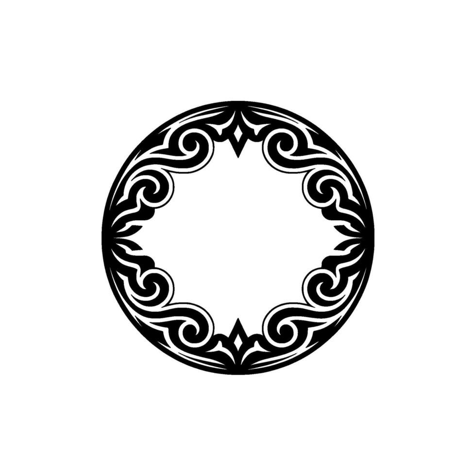 Elegant Circular Ornamental Frame in Black and White. vector