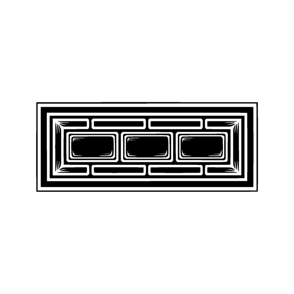 Geometric Art Deco Rectangular , Black White, Minimalist Style. vector