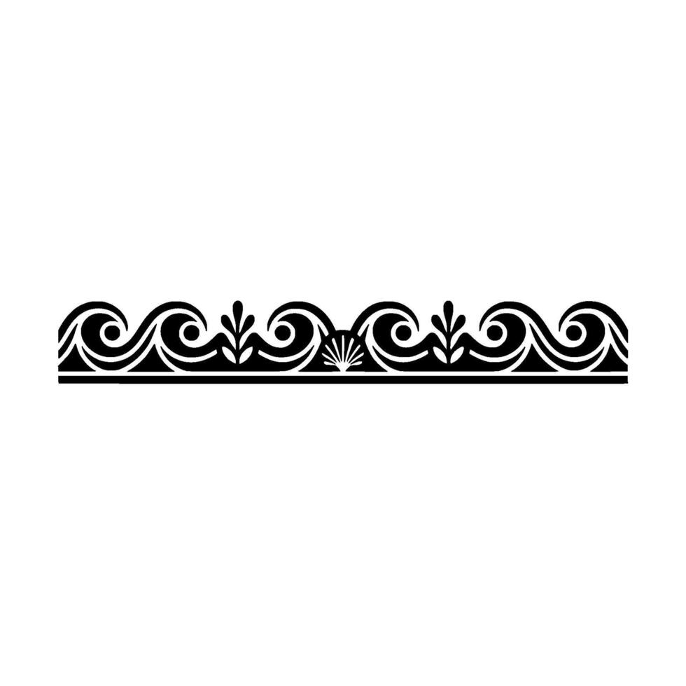 Elegant Border Swirls, Leaves, and Shells in Black. vector