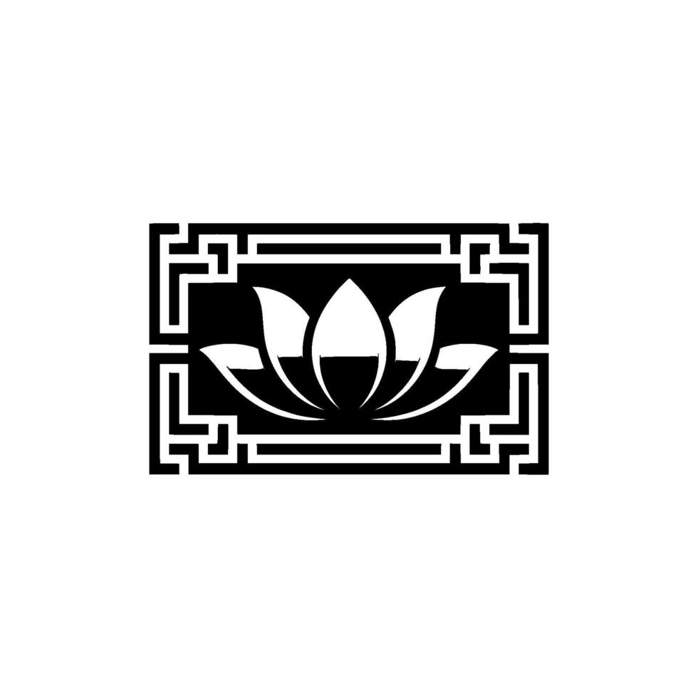 Minimalist Lotus Flower in Geometric Frame. vector