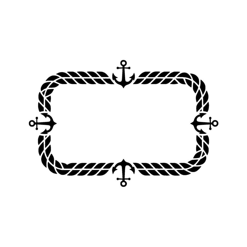 Nautical Frame Anchor Rope Border, Illustration, Minimalist. vector