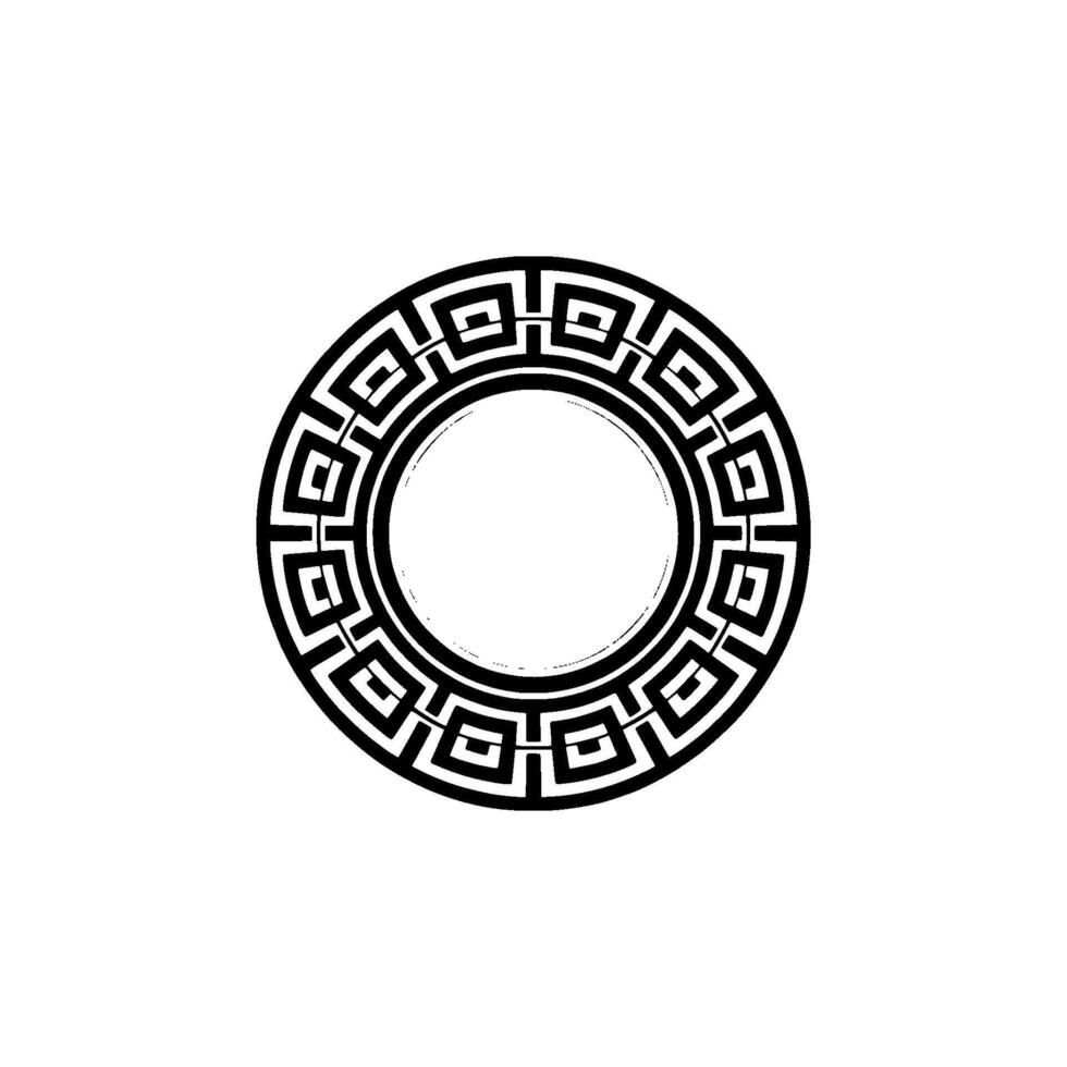 Greek Key Circle Element Minimalist , Decorative Motif, Clean Style. vector