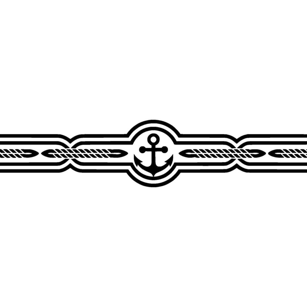 Nautical Anchor Border in Monochrome. vector