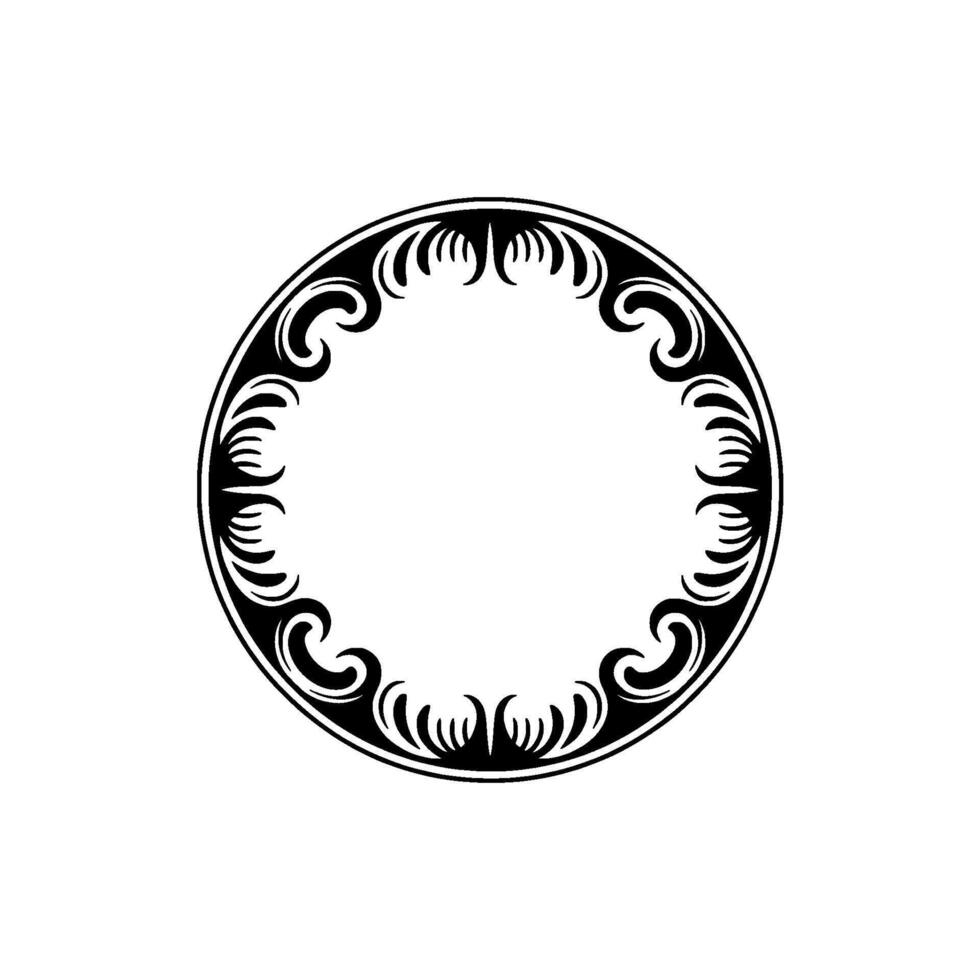 Ornamental Circular Frame, Elegant Black and White. vector