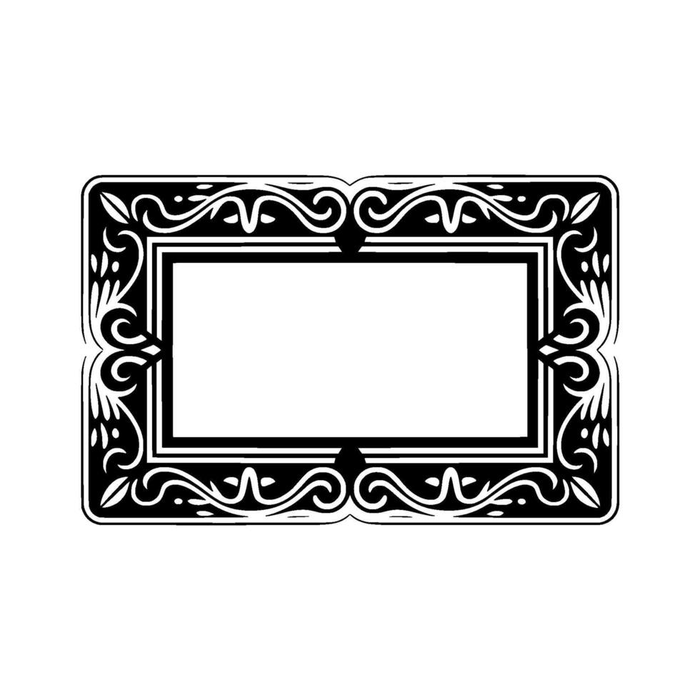 Elegant Black White Decorative Frame with Scrollwork. vector