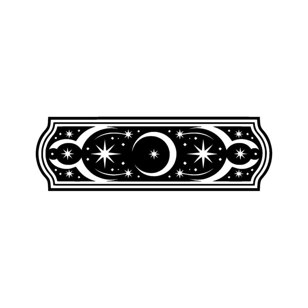 Celestial Ornament Black and White Decorative Motif with Moons and Stars. vector