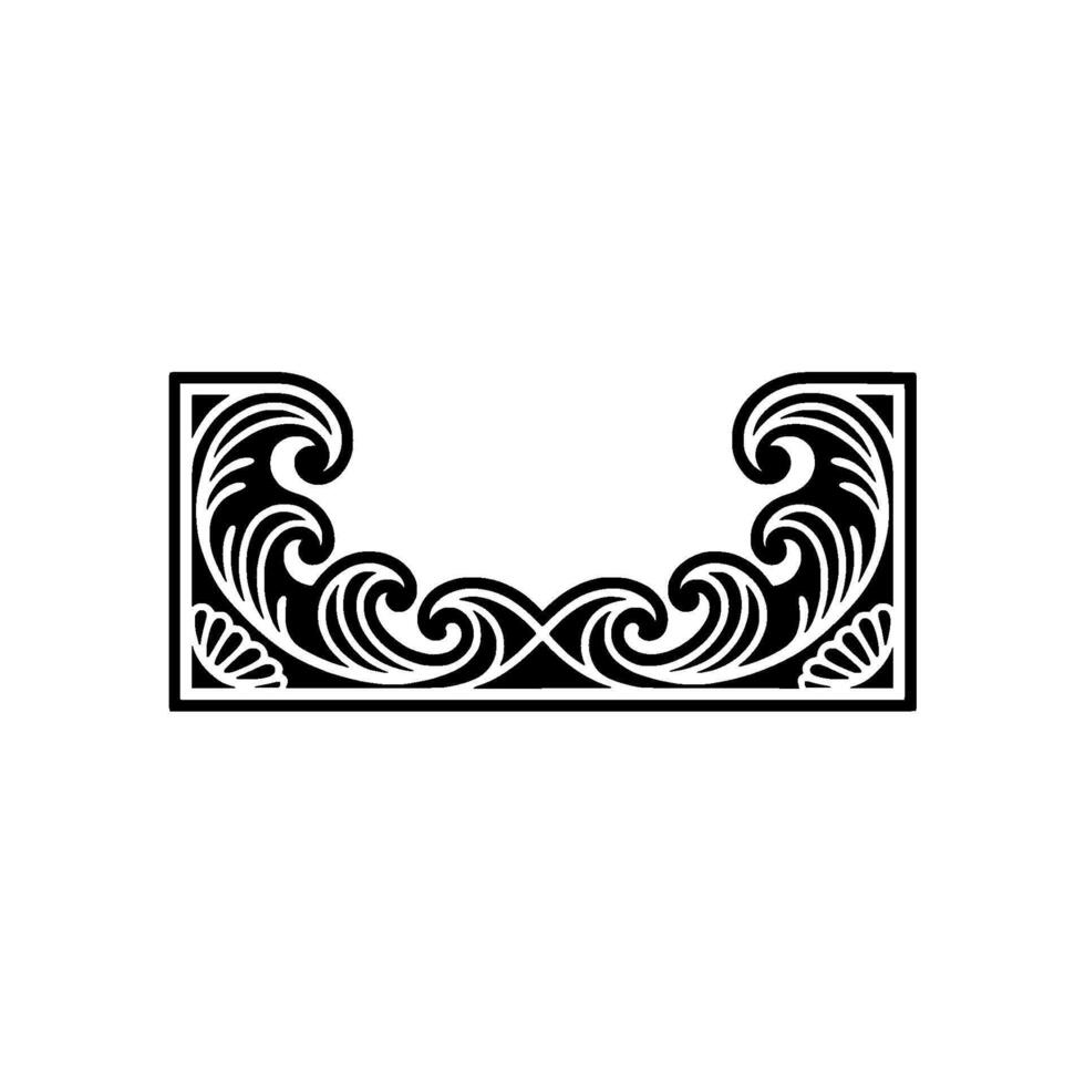 Elegant Black White Decorative Frame, Ornate Swirls. vector