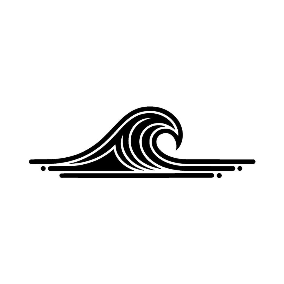 Minimalist Black Wave Illustration - Modern Coastal Element. vector