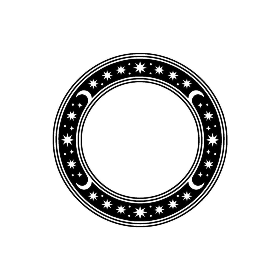 Celestial Frame Star and Moon Circle, Minimalist. vector