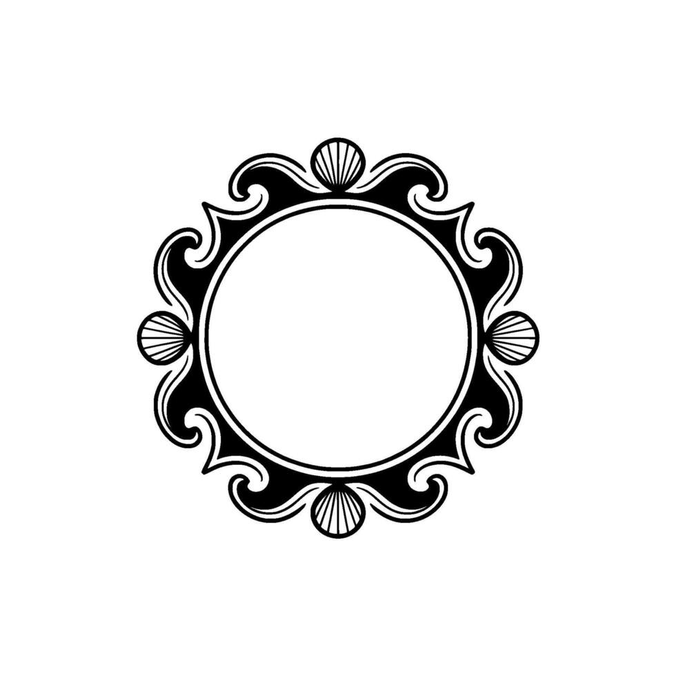 Elegant Circular Frame , Black White Illustration. vector