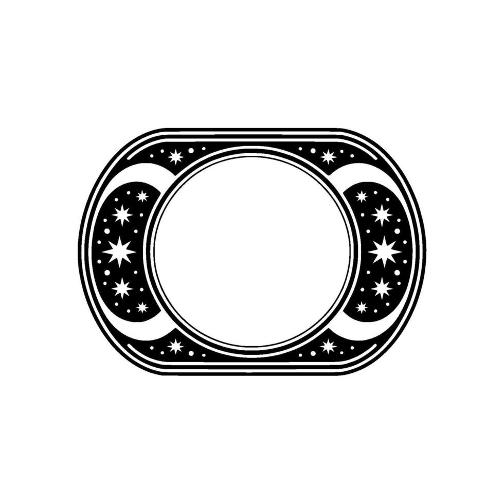Celestial Frame , Black White, Minimalist, Retro Aesthetic. vector