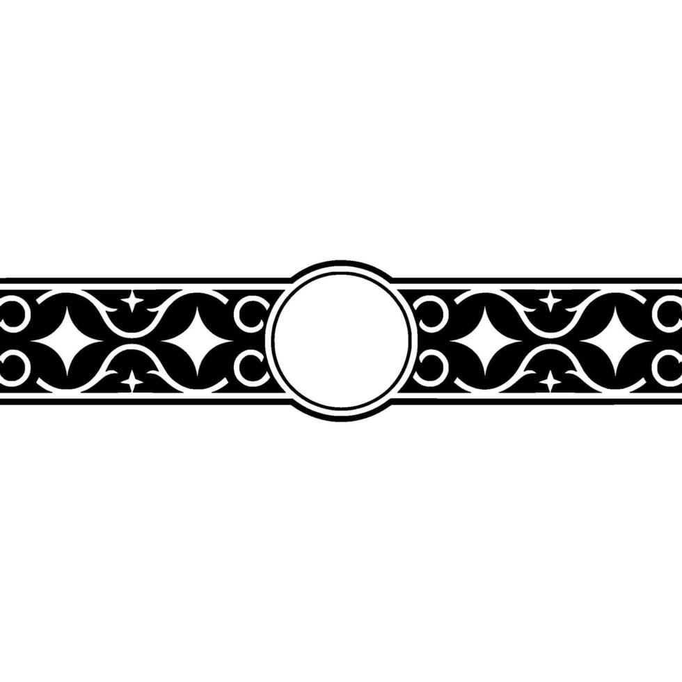 Elegant Black White Ornamental Border with Circle Element. vector