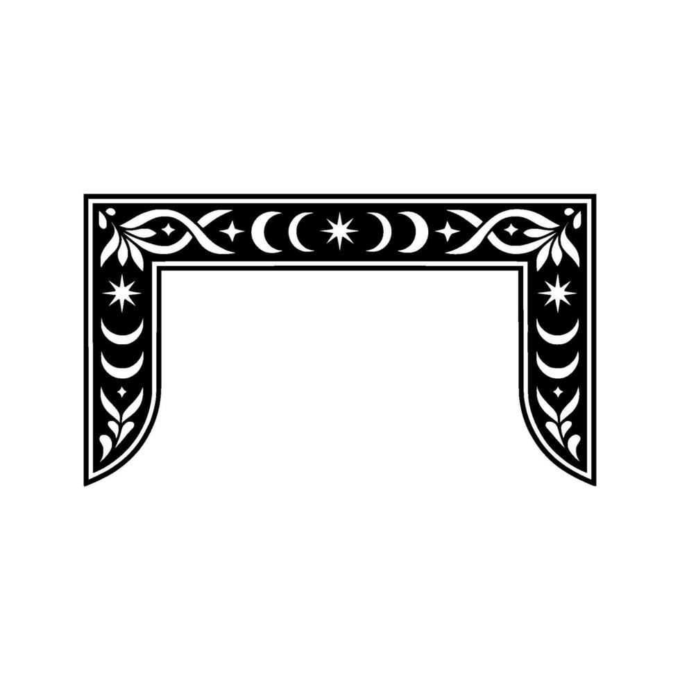 Celestial Archway Intricate Black and White Decorative Frame. vector