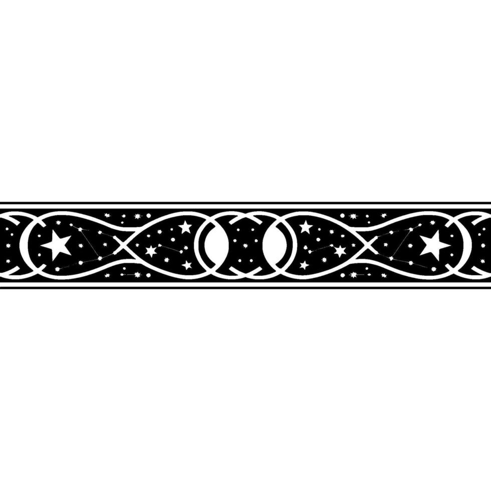 Celestial Border Starry Night Abstract on White. vector