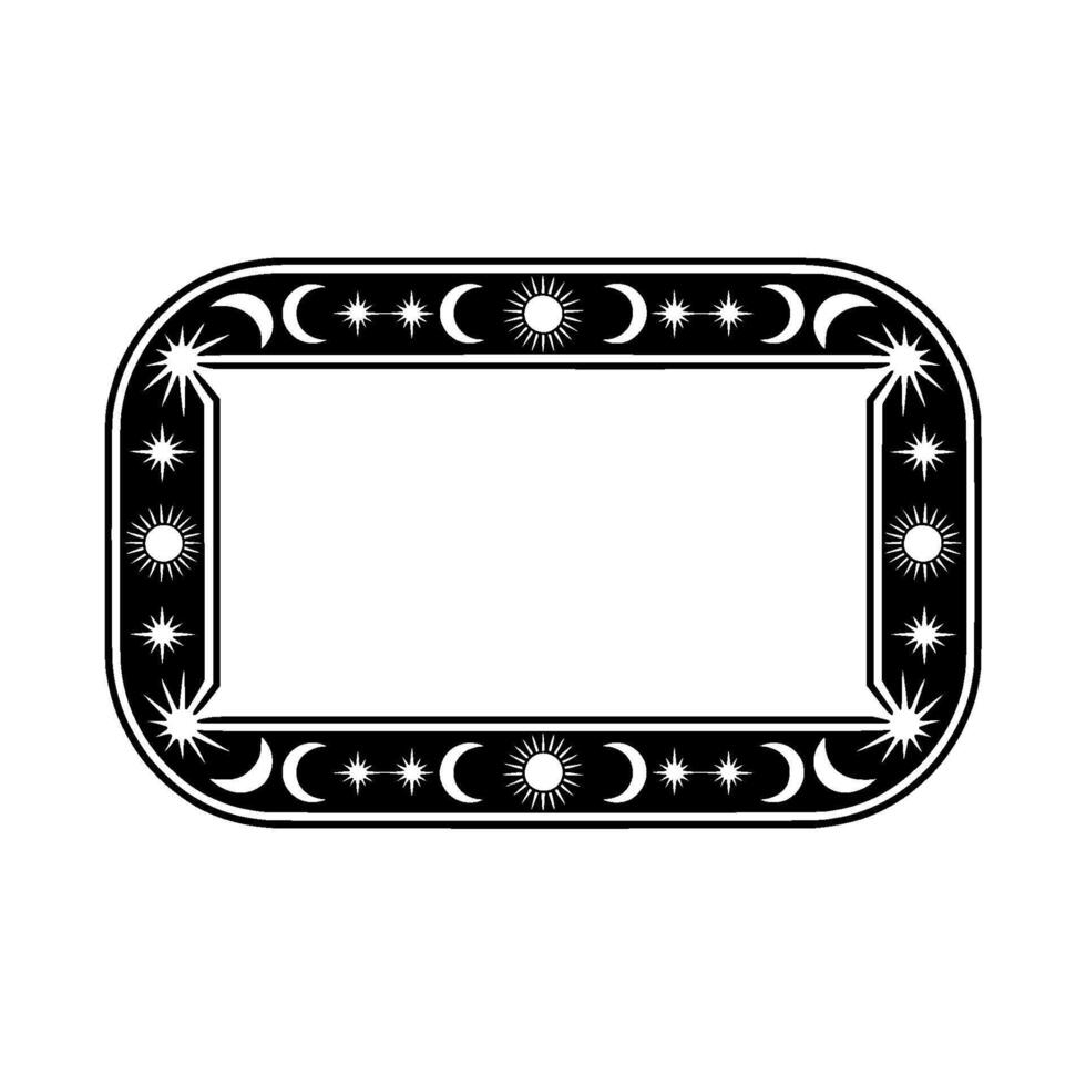 Celestial Frame, Black and White , Bohemian. vector