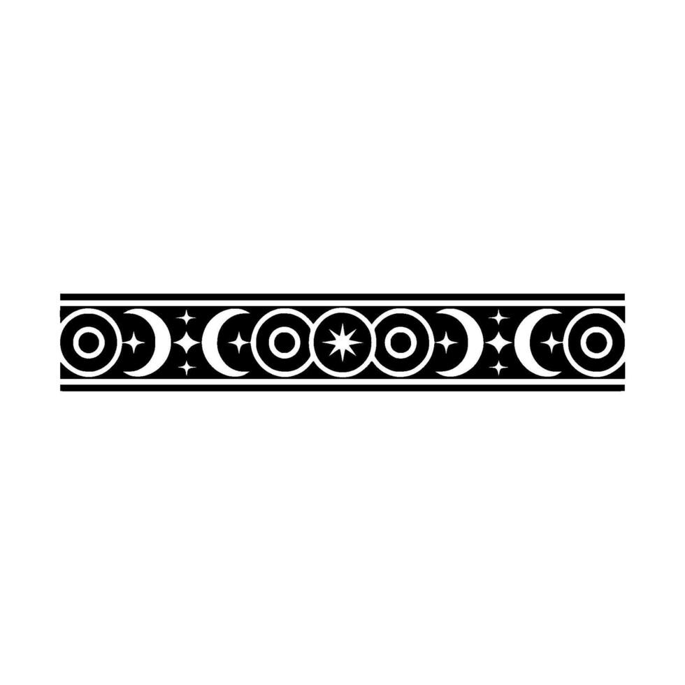 Celestial Border, Black and White, Geometric Pattern. vector