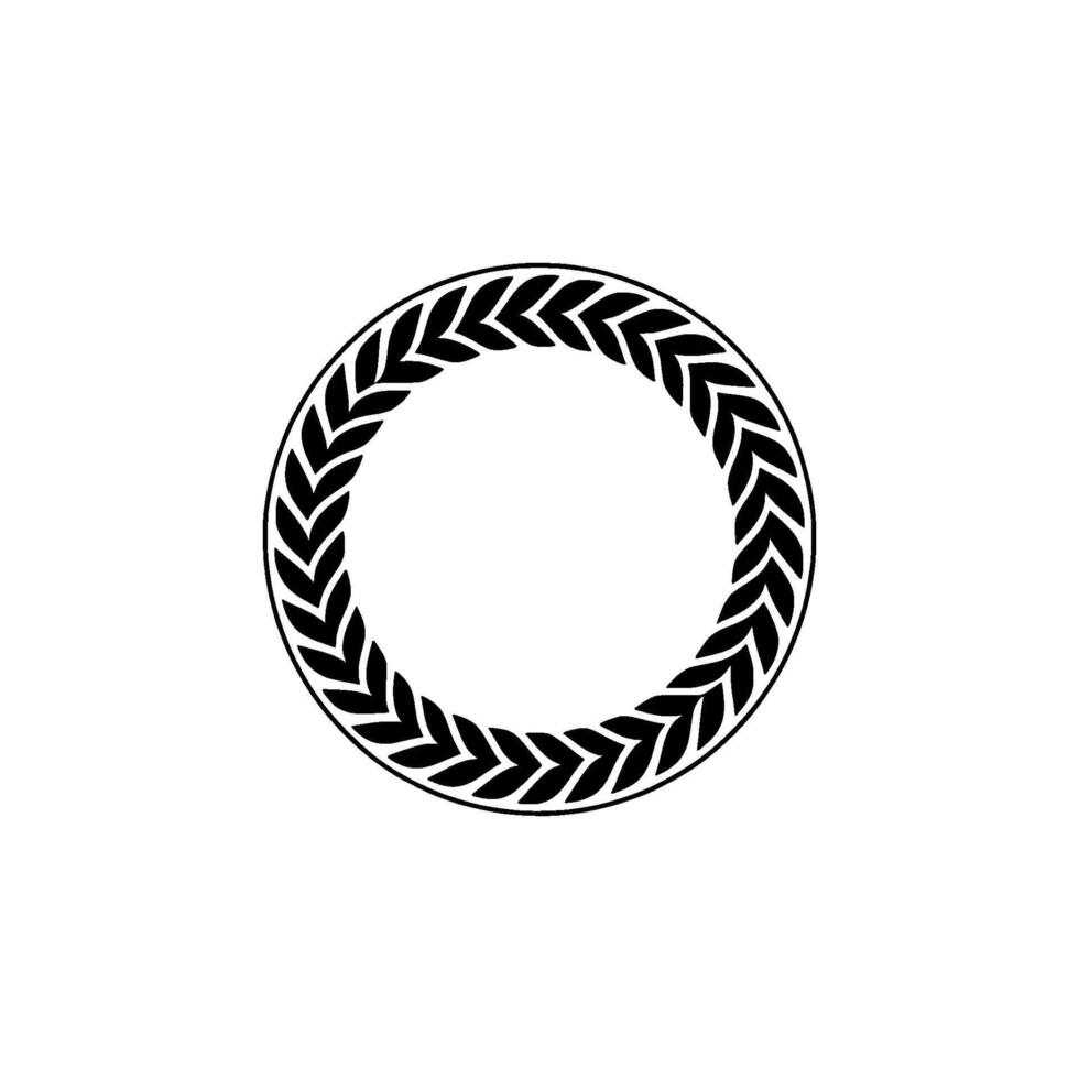 Minimalist Laurel Wreath Frame on White, Circular Element. vector