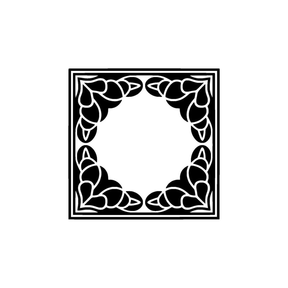 Elegant Black White Floral Frame Element. vector