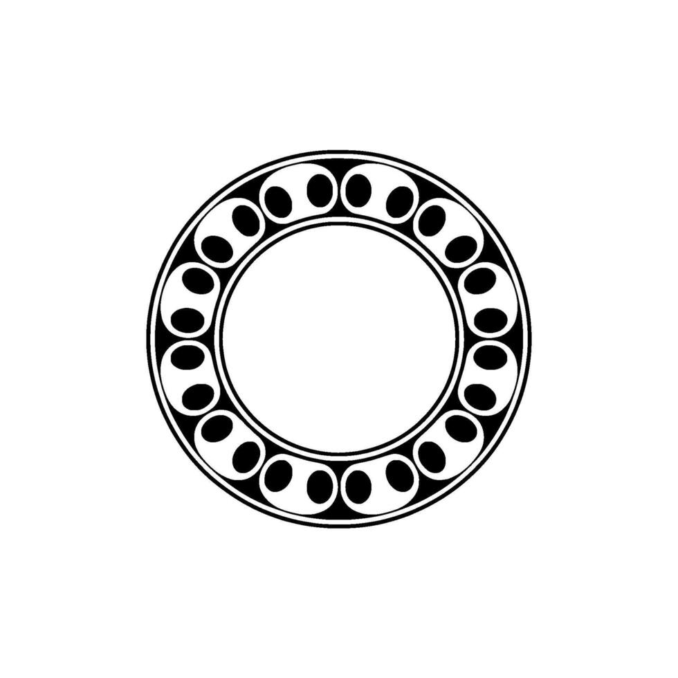 Minimalist Circular Ornament, Black White Element. vector