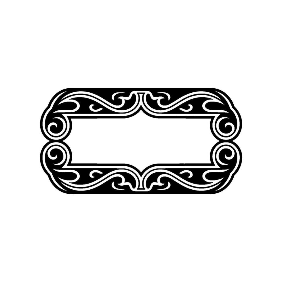 Elegant Black Ornate Rectangular Frame on Light Gradient Background. vector