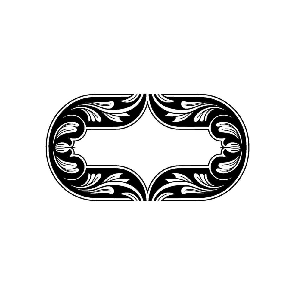 Elegant Floral Frame in Black and White, Minimalist. vector
