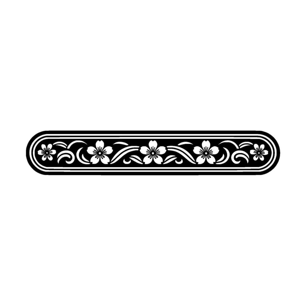 Decorative Floral Border, Black and White , Elegant Element. vector