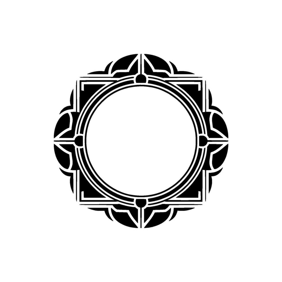 Art Deco Circular Frame, Black White Emblem, Elegant. vector