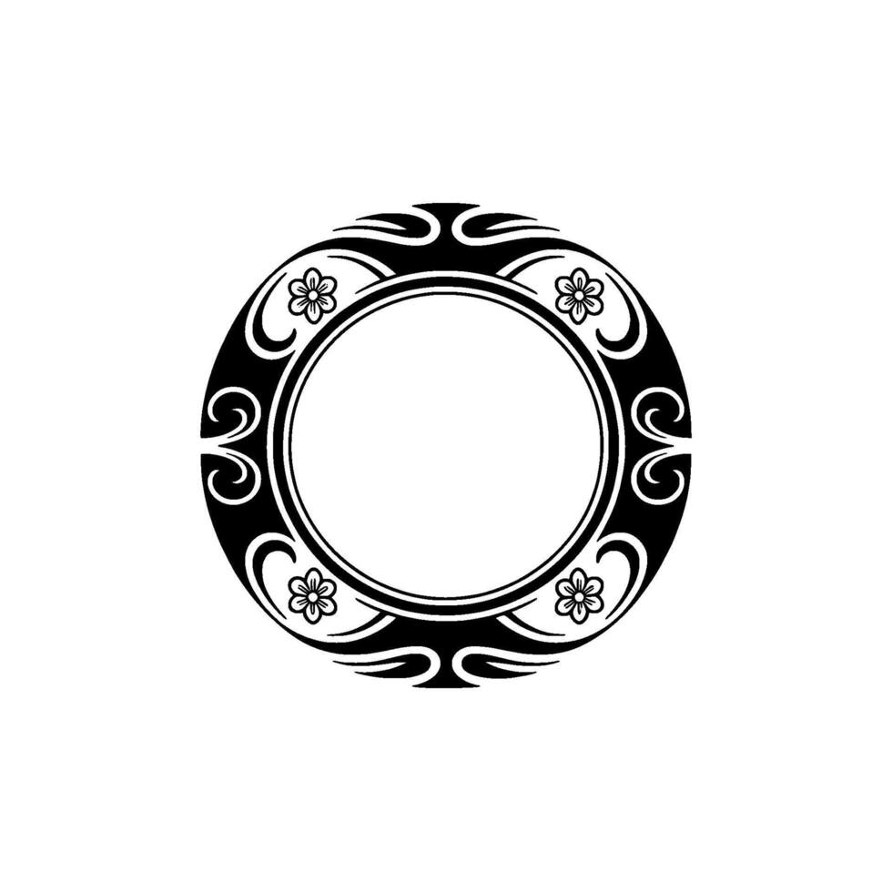 Ornamental Round Frame with Floral Accents - Minimalist. vector