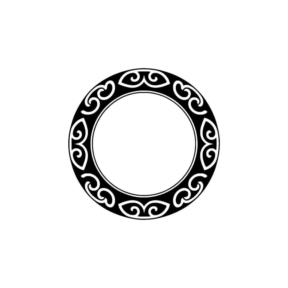Black Circular Ornamental Frame on White Background, Minimalist. vector