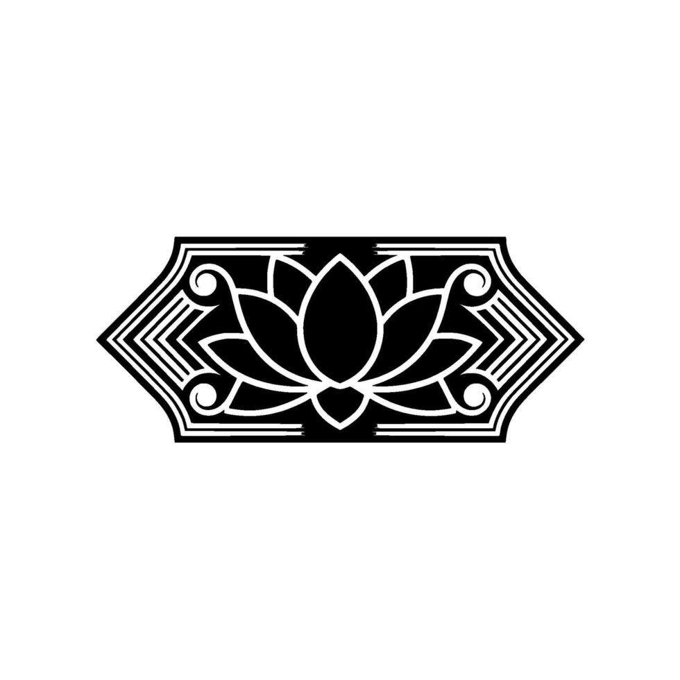 Geometric Lotus Flower , Black and White, Elegant. vector