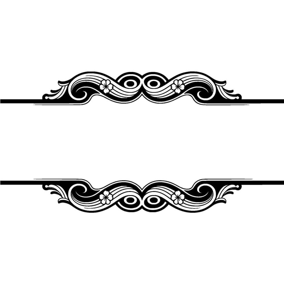 Elegant Black White Decorative Frame Floral Ornament. vector