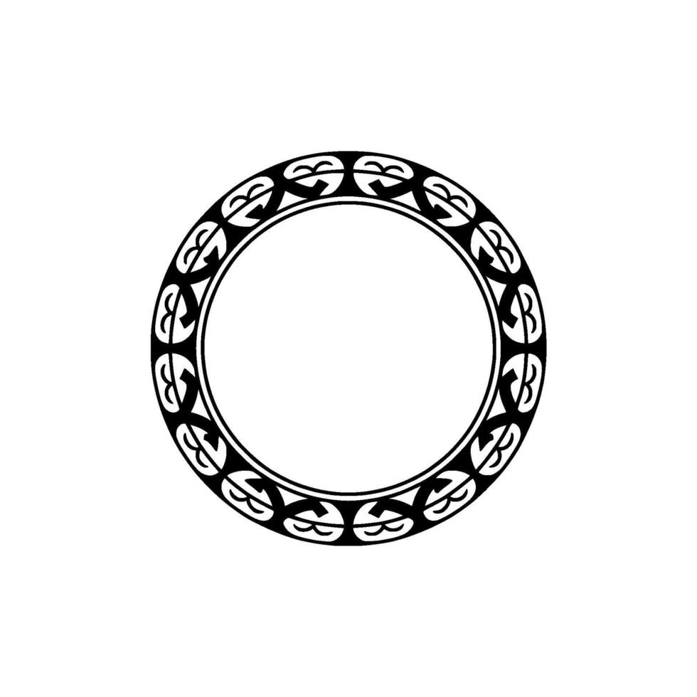 Decorative Circle Frame - Geometric Black Pattern on White Background. vector