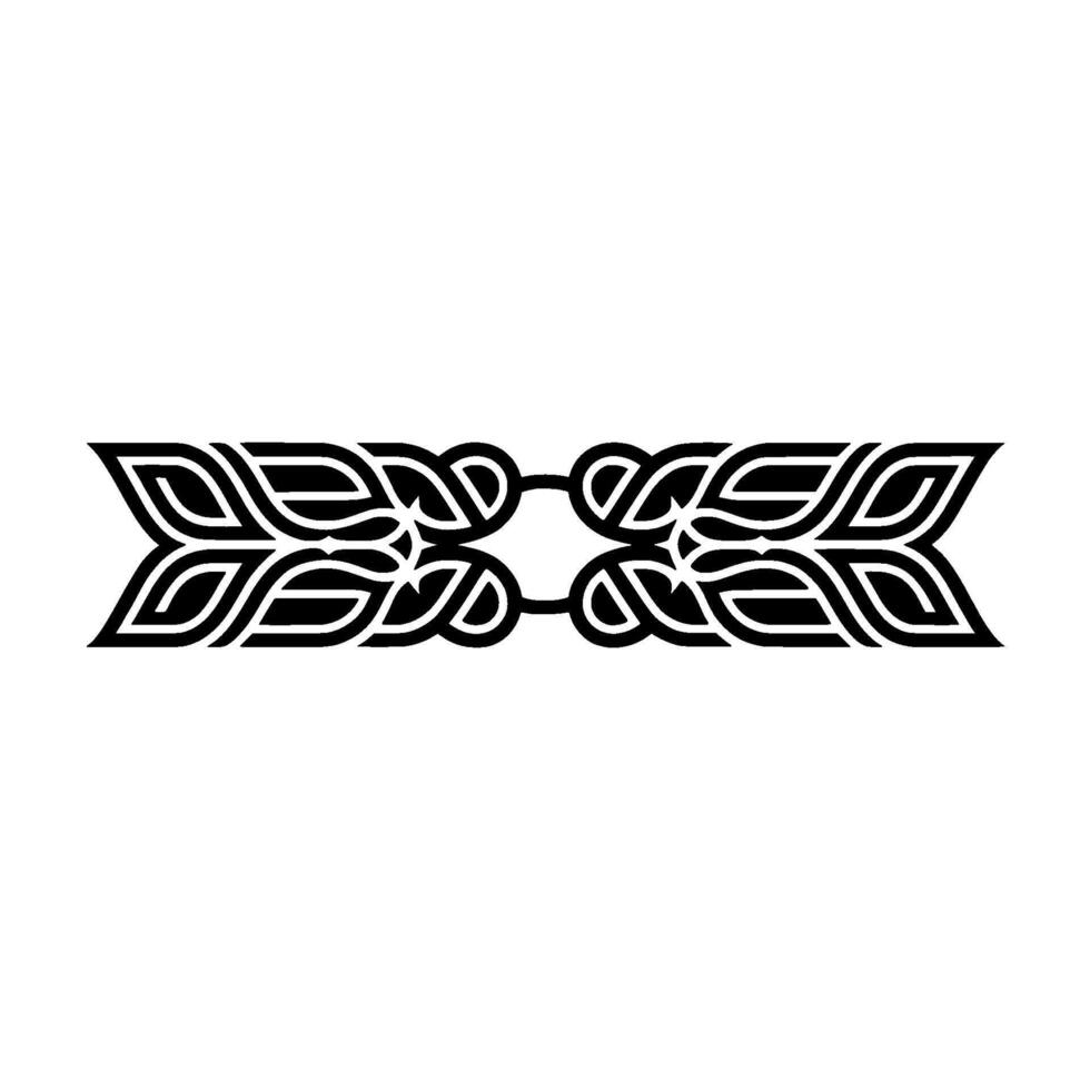 Black and White Ornamental Border with Geometric Leaf Motif. vector