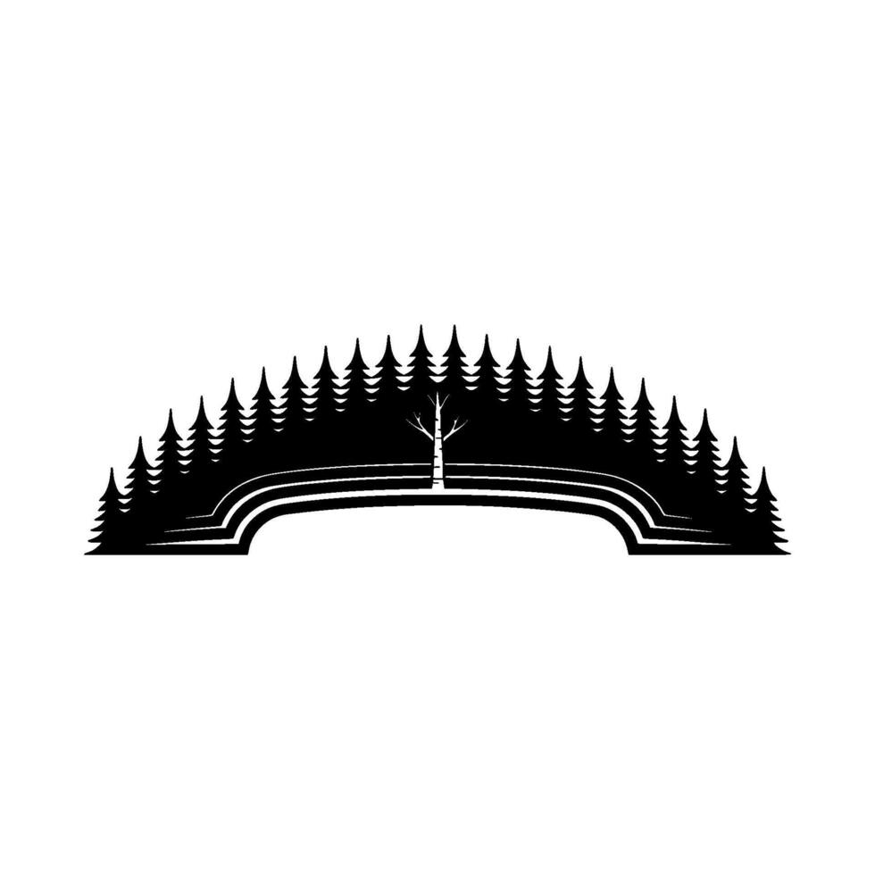 Minimalist Forest Silhouette Evergreen Trees Bare Tree. vector