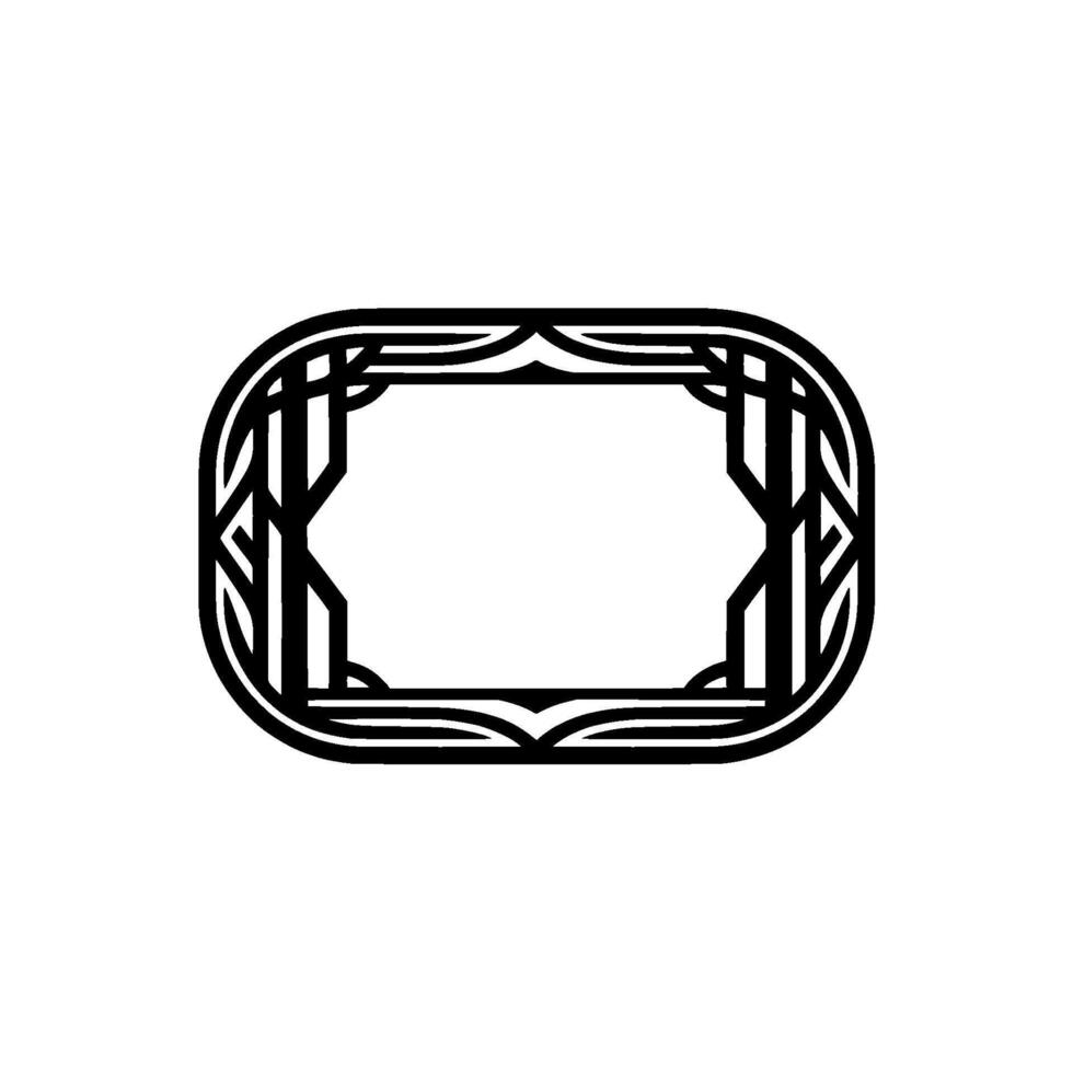 Art Deco Frame, Black on White, Geometric Element. vector