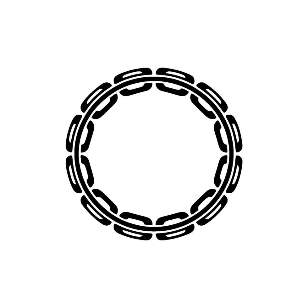 Minimalist Black Chain Circle on Cream Background - Abstract Symbol. vector