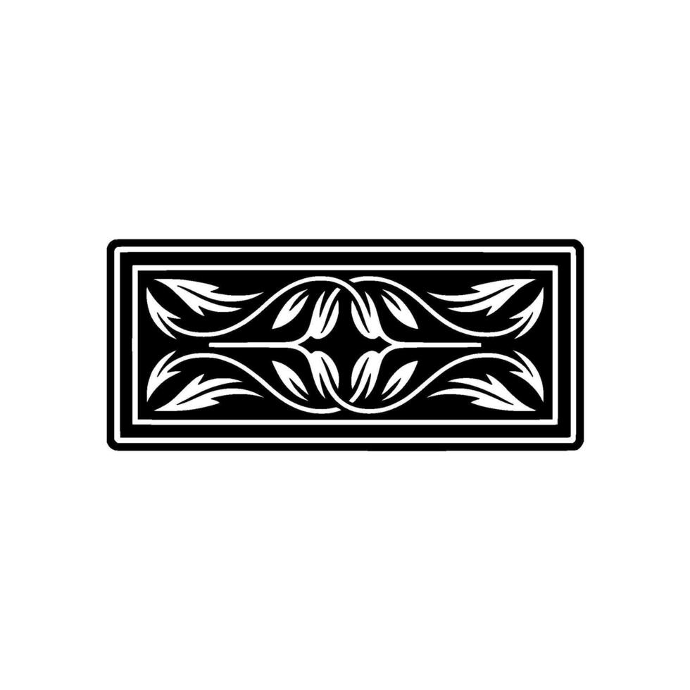 Monochromatic Floral Border Ornament, Black and White. vector