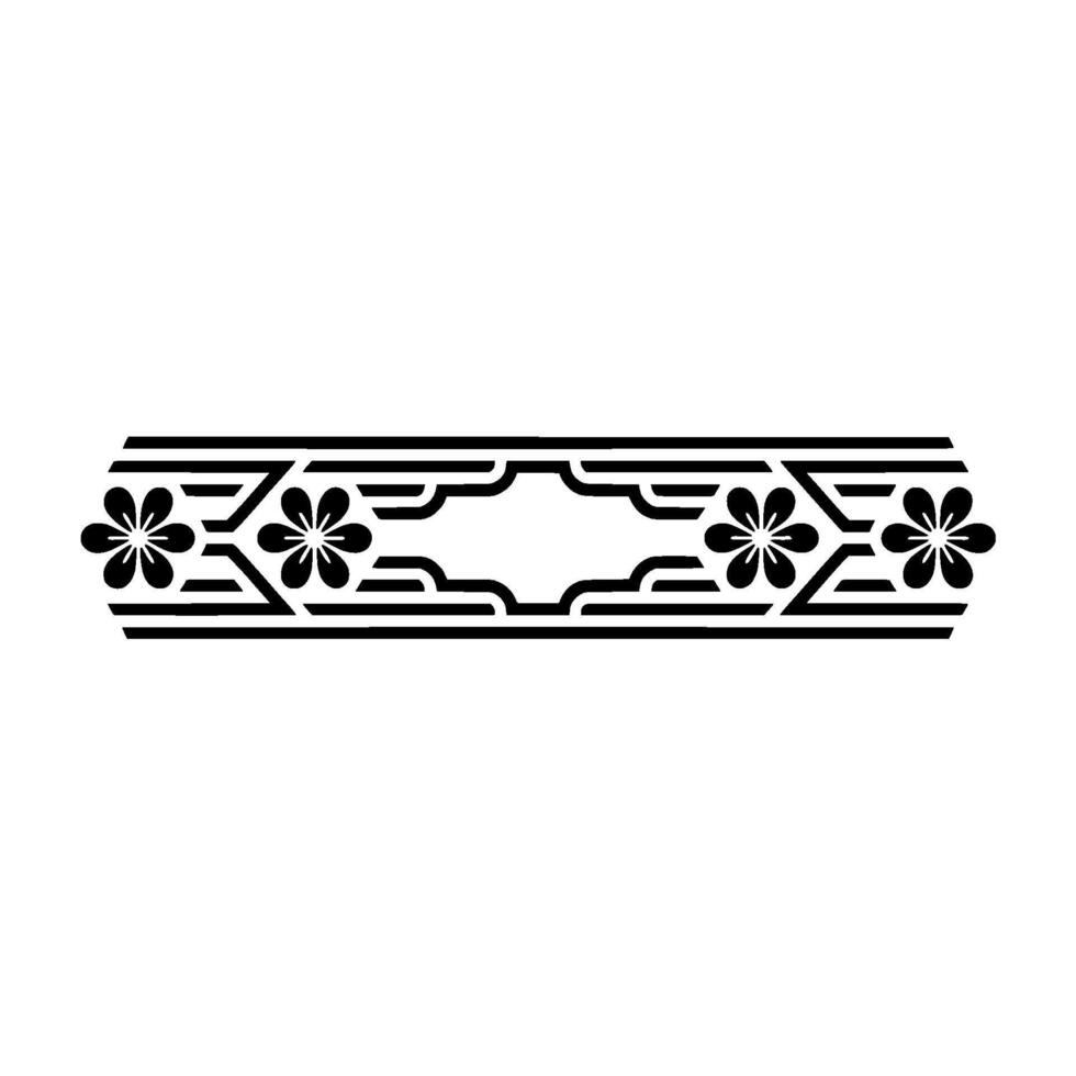 Elegant Floral Border in Black on White. vector