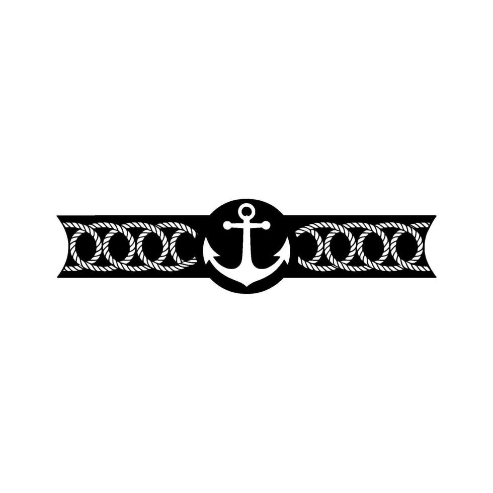 Nautical Anchor Emblem Minimalist Black and White. vector