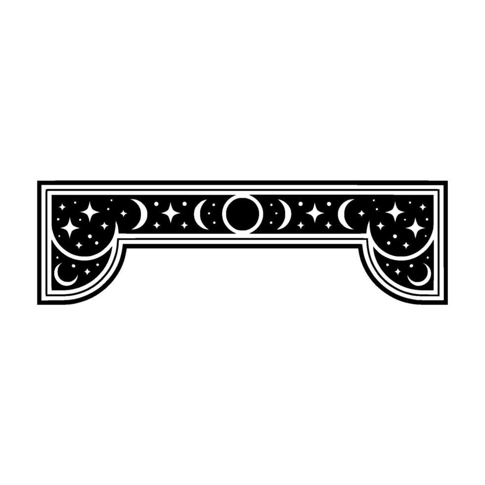 Celestial Archway Illustration Black and White, Minimalist. vector