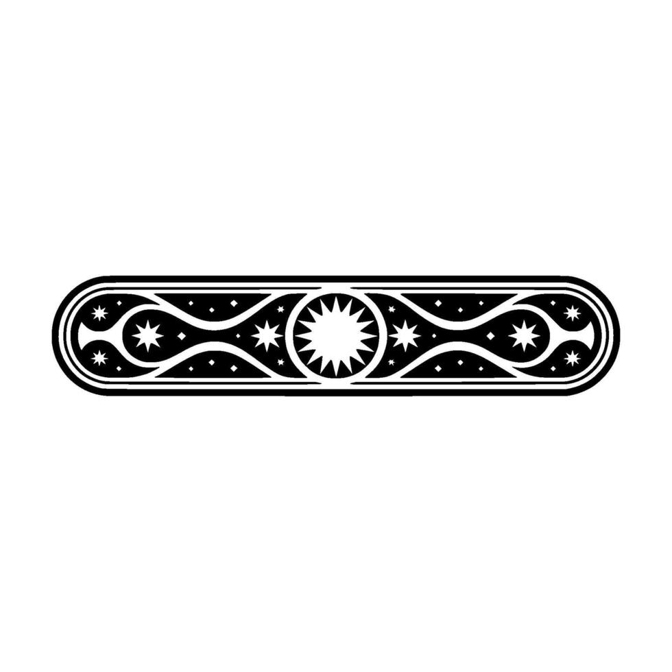 Ornamental Starburst Banner - Black White. vector
