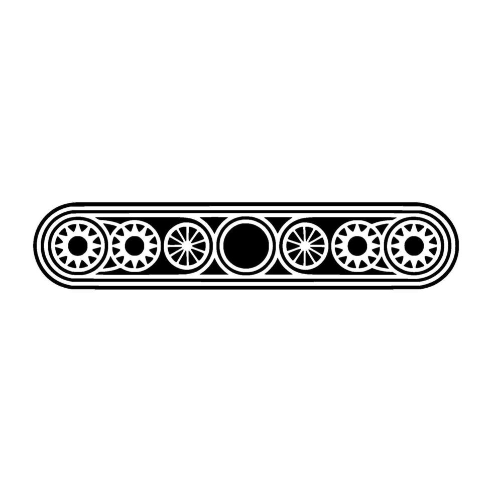 Black White Geometric Ornament - Circular Pattern on White Background. vector