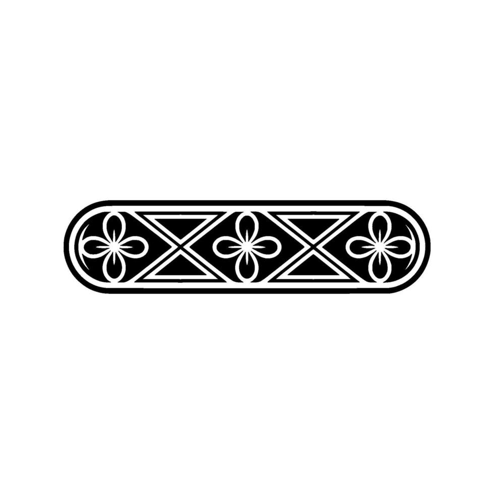 Ornamental Geometric Pattern with Clover-like Elements, Monochrome. vector