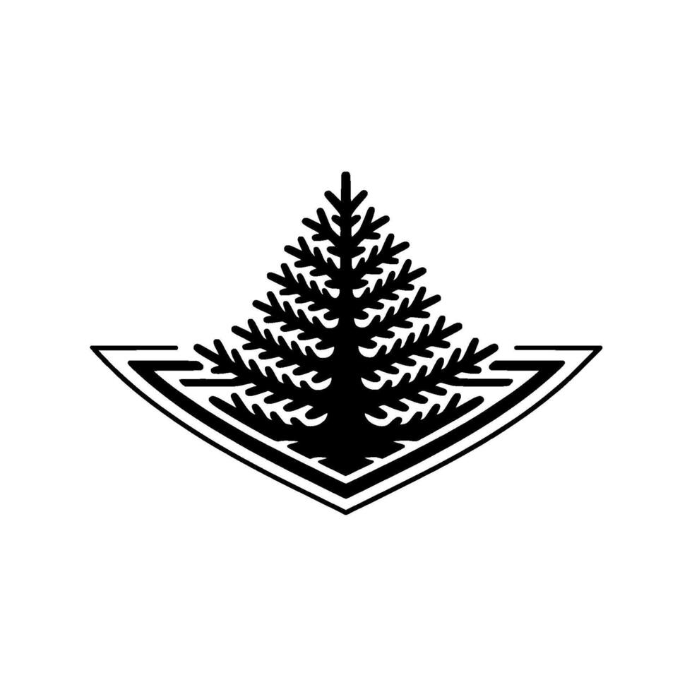 Minimalist Black Spruce Tree on White Background. vector