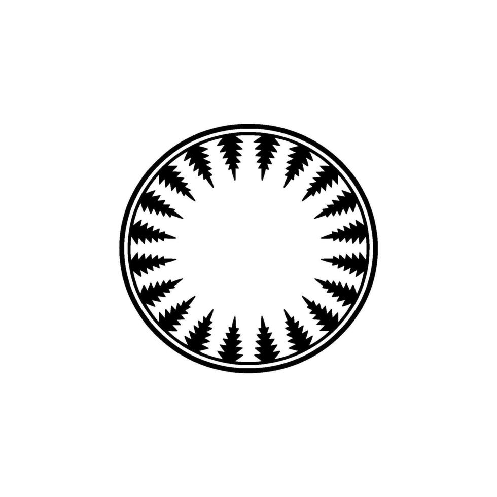 Minimalist Pine Tree Circle on White. vector